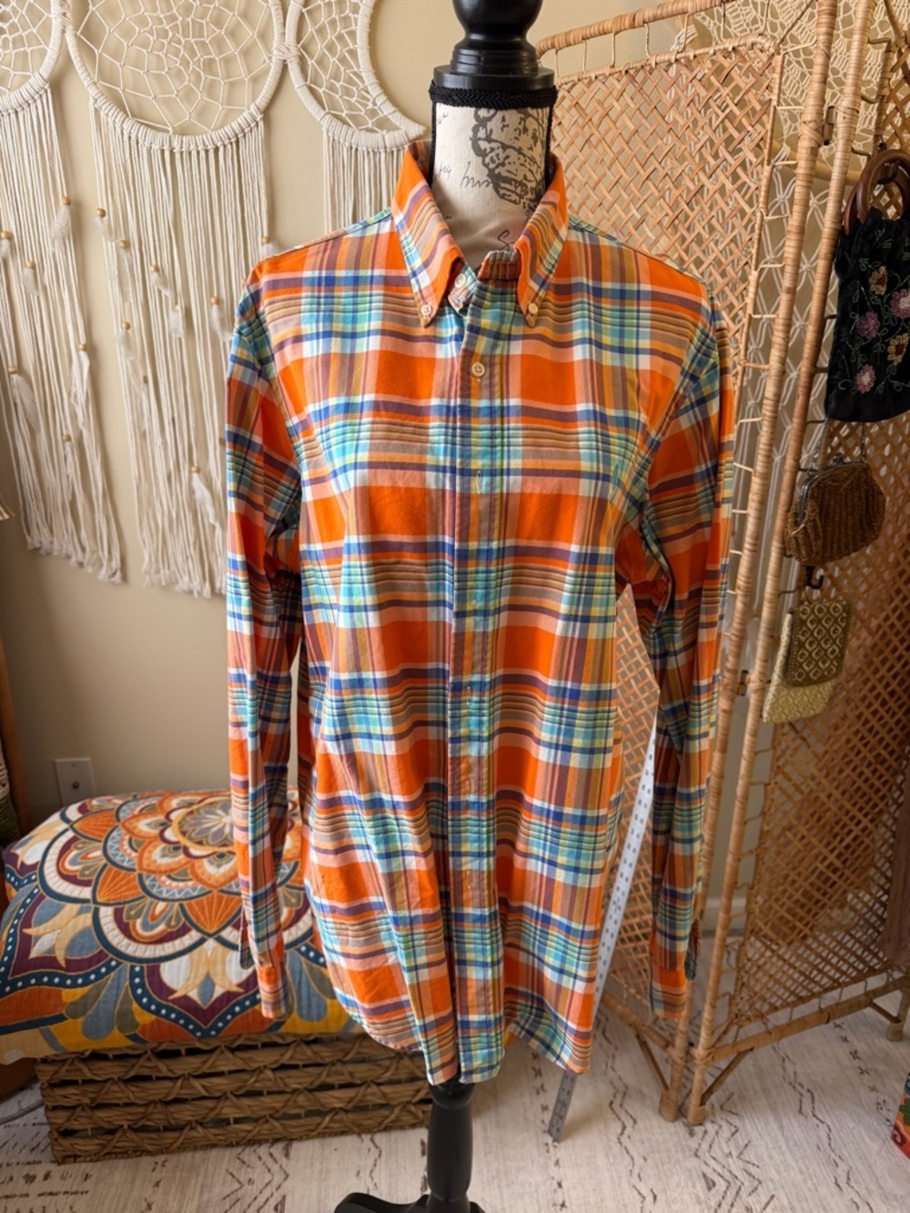 Ralph Lauren Orange Plaid Button-Down Shirt